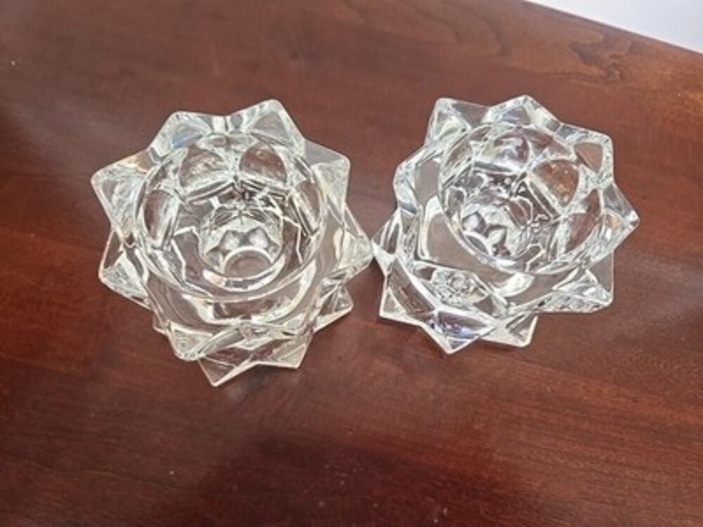 Crystal Candle Holders Mikasa Symmetry  Sparkling Star Pair